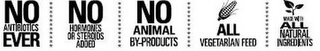 NO ANTIBIOTICS EVER NO HORMONES OR STEROIDS ADDED NO ANIMAL BY-PRODUCTS ALL VEGETARIAN FEED MADE WITH ALL NATURAL INGREDIENTS logo