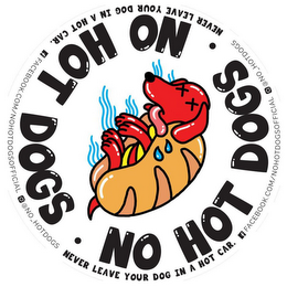 · NO HOT DOGS ·  NEVER LEAVE YOUR DOG IN A HOT CAR. FACEBOOK.COM/NOHOTDOGSOFFICIAL @ NO-HOTDOGS logo