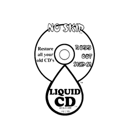 NO SKIP RESTORE ALL YOUR OLD CD RUBB OUT SKIPS! LIQUID CD RESTORE FLUID logo
