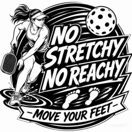NO STRETCHY NO REACHY -MOVE YOUR FEET- logo
