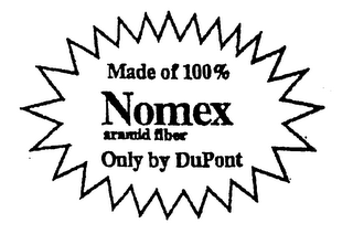 NOMEX MADE OF 100% ARAMID FIBER ONLY BY DUPONT logo