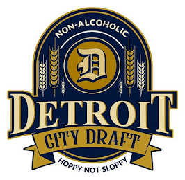 NON-ALCOHOLIC D DETROIT CITY DRAFT HOPPY NOT SLOPPY logo