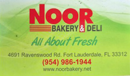 NOOR BAKERY & DELI ALL ABOUT FRESH 4691 RAVENSWOOD RD. FORT LAUDERDALE, FL 33312 (954) 986-1944 WWW.NOORBAKERY.NET logo