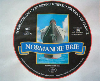 NORMANDIE BRIE DOUBLE CREAM SOFT RIPPENED CHEESE PRODUCT OF FRANCE 60% M.G. FIDM/FAT NET WEIGHT 6 LBS TO BE WEIGHT AT TIME OF SALE KEEP REFRIGERATED INGREDIENTS: PASTEURIZED COW'S MILK, SALT, CHEESE CULTURES, RENNET IMPORTED BY: WORLD'S BEST CHEESES, ARMONK, NY 10504 logo