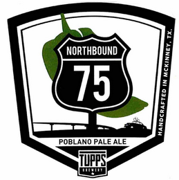 NORTHBOUND 75 POBLANO PALE ALE TUPPS BREWERY HANDCRAFTED IN MCKINNEY, TX. logo