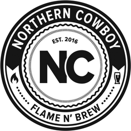 NORTHERN COWBOY NC FLAME N' BREW EST. 2016 logo
