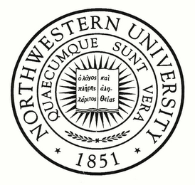 NORTHWESTERN UNIVERSITY 1851 QUAECUMQUE SUNT VERA logo