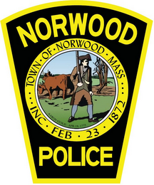NORWOOD POLICE TOWN · OF · NORWOOD · MASS  ··· FEB 23 1872 AARON GUILD APR. 19 1775 logo
