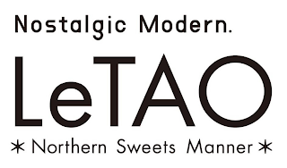 NOSTALGIC MODERN. LETAO NORTHERN SWEETS MANNER logo