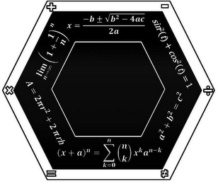 + - ÷ NOT EQUAL = X X = (-B ± SQUARE ROOT (B2 - 4AC))/2A, SIN2(T) + COS2(T) = 1 A2 + B2 = C2 (X + A)N = SIGNMA(K = 0)^N (N¦K) XKAN-K A = 2PIR2 + 2PIRH (LIM N--INFINITY)(1 + 1/N)N logo