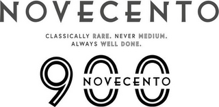 NOVECENTO CLASSICALLY RARE. NEVER MEDIUM. ALWAYS WELL DONE. 900 NOVECENTO logo