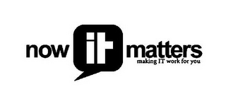 NOW IT MATTERS MAKING IT WORK FOR YOU logo