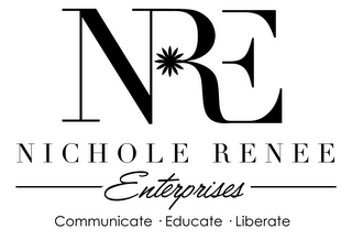 NRE NICHOLE RENEE ENTERPRISES COMMUNICATE · EDUCATE · LIBERATE logo