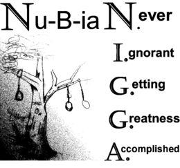 NU-B-IAN.EVER I.GNORANT G.ETTING G.REATNESS A.CCOMPLISHED logo