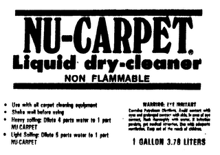 NU-CARPET LIQUID DRY-CLEANER NON FLAMMABLE logo
