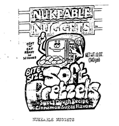 NUKEABLE NUGGETS BITE SIZE SOFT PRETZELS SWEET DOUGH RECIPE CINNAMON SUGAR FLAVOR HEAT 'N' EAT READY IN SECONDS logo