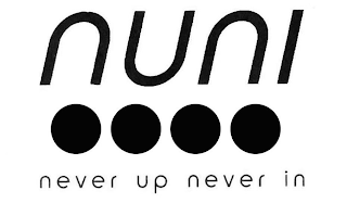 NUNI NEVER UP NEVER IN logo