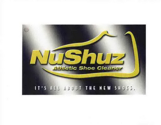 NUSHUZ ATHLETIC SHOE CLEANER IT'S ALL ABOUT THE NEW SHOES. logo