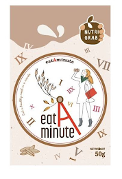 NUTRI GRAB EATAMINUTE EATAMINUTE EAT A HEALTHY MEAL IN A MINUTE IX IV III VII IV I V IX I II III VI IIX X NET WEIGHT 50G logo