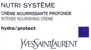 NUTRI SYSTÈME CRÈME NOURRISSANTE PROFONDE INTENSE NOURISHING CREME HYDRA/PROTECT YVESSAINTLAURENT logo