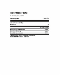 NUTRITION FACTS 1 SERVING PER PUZZLE SERVING SIZE 1 PUZZLE AMOUNT PER SERVING CALORIES 0 % DAILY VALUE MEMORY IMPROVEMENT 100% PROBLEM SOLVING 100% MOOD ENHANCEMENT 100% A SIGNIFICANT SOURCE OF MENTAL STIMULATION. INGREDIENTS: MENTAL EXERCISE logo