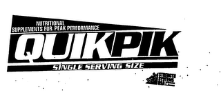 NUTRITIONAL SUPPLEMENTS FOR PEAK PERFORMANCE QUIKPIK SINGLE SERVING SIZE STRENGTH SYSTEMS USA logo