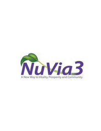 NUVIA3 A NEW WAY TO VITALITY, PROSPERITY AND COMMUNITY logo