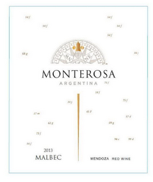 NW NE MONTEROSA ARGENTINA 2013 MALBEC MENDOZA RED WINE 54F 68G 27M 75F 45F 09G 98C 99D logo
