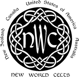 NWC NEW WORLD CELTS NEW ZEALAND CANADA UNITED STATES OF AMERICA AUSTRALIA logo