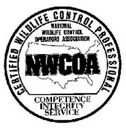 NWCOA NATIONAL WILDLIFE CONTROL OPERATORS ASSOCIATION CERTIFIED WILDLIFE CONTROL PROFESSIONAL COMPETENCE INTEGRITY SERVICE logo