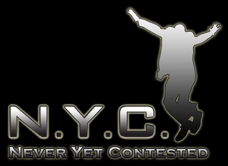 N.Y.C. NEVER YET CONTESTED logo