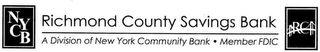 NYCB RICHMOND COUNTY SAVINGS BANK A DIVISION OF NEW YORK COMMUNITY BANK · MEMBER FDIC RC logo