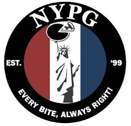 NYPG EST. '99 EVERY BITE, ALWAYS RIGHT! logo