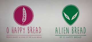 O HAPPY BREAD FRENCH BAKERY & HOME OF THE ALIEN BREAD ALIEN BREAD BY O HAPPY BREAD logo