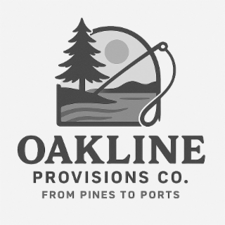OAKLINE PROVISIONS CO. FROM PINES TO PORTS logo