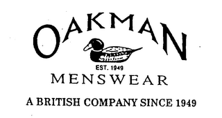 OAKMAN EST. 1949 MENSWEAR A BRITISH COMPANY SINCE 1949 logo