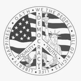 OATH WE THE PEOPLE BILL OF RIGHTS LIFE LIBERTY HAPPINESS DEMOCRACY EQUALITY TRUTH logo