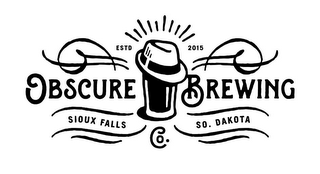 OBSCURE BREWING CO.  SIOUX FALLS SO. DAKOTA ESTD 2015 logo