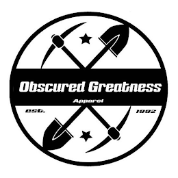 OBSCURED GREATNESS APPAREL EST 1992 logo