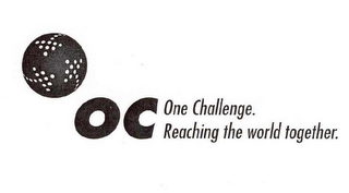 OC ONE CHALLENGE. REACHING THE WORLD TOGETHER logo
