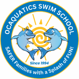 OCAQUATICS SWIM SCHOOL SAFER FAMILIES WITH A SPLASH OF FUN! SINCE 1994 logo