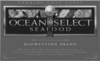 OCEAN SELECT SEAFOOD GENUINE GOLD LABEL COMMITTED TO QUALITY PACKED IN ILLINOIS MIDWESTERN BRAND ALL OF OUR MEAT CUTS ARE PREMIUM STEAKHOUSE QUALITY -- SPECIALLY SELECTED FOR TENDERNESS AND TEXTURE CUSTOM HAND-TRIMMED THEN VACUUM SEALED AND FLASH FROZEN TO LOCK IN ALL THE FRESHNESS AND SUPERIOR FLAVOR THAT MILLIONS OF PEOPLE OVER THE YEARS HAVE ENJOYED AND COME TO EXPECT FROM MIDWESTERN BRAND MEATS.