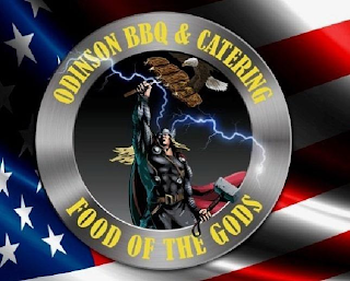 ODINSON BBQ AND CATERING, FOOD OF THE GODS logo