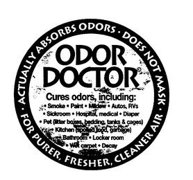 ODOR DOCTOR ACTUALLY ABSORBS ODORS DOESNOT MASK FOR PURER FRESHER CLEANER AIR logo
