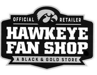 OFFICIAL RETAILER HAWKEYE FAN SHOP A BLACK & GOLD STORE logo
