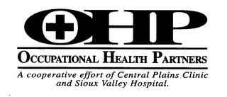 OHP OCCUPATIONAL HEALTH PARTNERS A COOPERATIVE EFFORT OF CENTRAL PLAINS CLINIC AND SIOUX VALLEY HOSPITAL logo