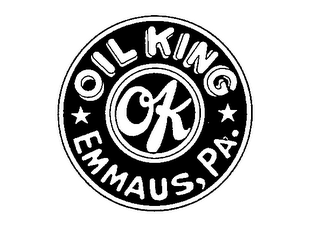 OIL KING EMMAUS, PA. OK logo