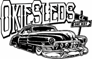 OKIESLEDS C.C. ONE WAY logo