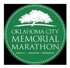 OKLAHOMA CITY MEMORIAL MARATHON ONE CITY ONE NATION ONE RESOLVE logo