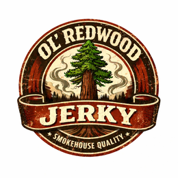 OL' REDWOOD JERKY SMOKEHOUSE QUALITY logo